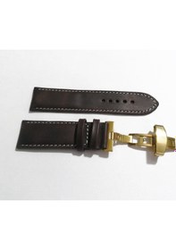 Resim Fado Her Saate Uygun Kelebek Toka 24 Mm Hakiki Deri 251 Sarı Toka Koyu Kahve Koyu Kahverengi 