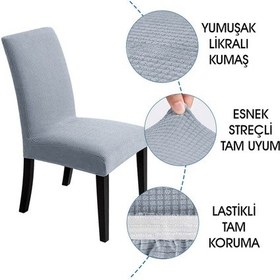 Resim Faiend Yıkanabilir Likralı Esnek Lastikli Sandalye Kılıf Örtü Gri 