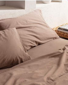 Resim Tracey King Size %100 Pamuk Pileli Linen Look Yıkamalı Çarşaflı Nevresim Takımı - Vizon 8684427125649 Çok Renkli 