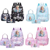 Resim Disney Frozen Princess 3'lü Tema Büyük Kapasiteli Sırt Çantası Seti, Polyester Rahat Sırt Çantası, Laptop Çantası, Fermuarlı Kapatma ile, Ofis ve Günlük Kullanım için Uygun, Mükemmel Tatil Hediyesi 
