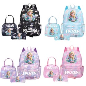 Resim Disney Frozen Princess 3'lü Tema Büyük Kapasiteli Sırt Çantası Seti, Polyester Rahat Sırt Çantası, Laptop Çantası, Fermuarlı Kapatma ile, Ofis ve Günlük Kullanım için Uygun, Mükemmel Tatil Hediyesi 