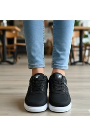 Resim Carrano 1130 siyah beyaz keten erkek spor günlük sneaker rahat spor ayakkabı 