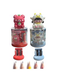 Resim Mini Figürlü Sevimli 2 Li Kalem Traş 2 Adet Hazneli Kalemtıraş Çift Bıçaklı Kalem Açacağı Figürlü No1 Jumbo Ve Standart 