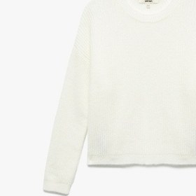 Resim Koton Uzun Kollu Bisiklet Yaka Triko Basic Kazak Ekru 6wak90025ht Ekru 