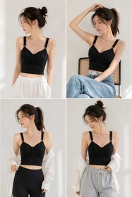 Resim NESA Likralı Pamuklu Kaşkorse Kalın Askılı Pedli Crop 