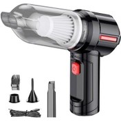 Resim Kablosuz Araç Süpürgesi 5000pa 120w: Süpürme, Üfleme, Şişirme Fonksiyonu, Şeffaf Çöp Kutusu, Yıkanabilir Filtre, 2000mah Li-pol Batarya Siyah 