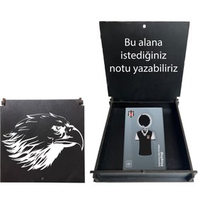 Resim Beşiktaş Lisanslı Siyah Beyaz Forma Anahtarlık Kartal Ahşap Kutulu 