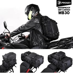 Resim Prosev WB30 Su Geçirmez Motosiklet Arka Çanta 30 Litre Siyah Dayanıklı Malzeme ile 