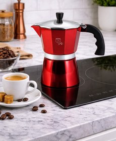 Resim Genel Markalar By Berlinger Haus Mokapot + 3 Fincan Metallic Line Burgundy Edition 