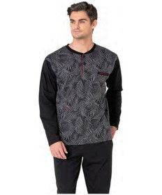 Resim Pierre Cardin 6111 Erkek Siyah Uzun Kollu Yakası Düğmeli Pijama Takım-siyah-s Çok Renkli 