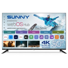 Resim Sunny 50'' SN50UPRL-W02M FRLS UHD PERLA webOS 2.0 SİYAH 