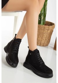 Resim Jiwa Siyah Süet Bağcıklı Bot Çok Renkli 