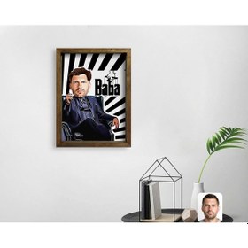 Resim Kişiye Özel Godfather Baba Karikatürlü Doğal Masif Ahşap Çerçevel (551060835) 
