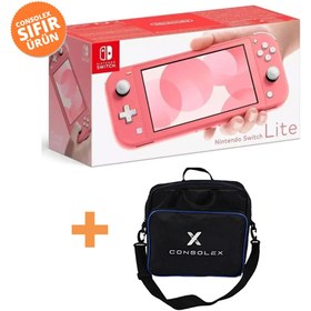 Resim Nintendo EPD N Switch Lite Pembe Oyun Konsolu ConsoleX Taşıma Çantası Hediyeli 