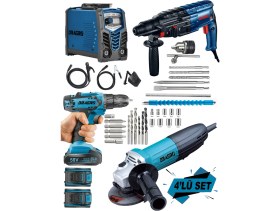 Resim Dragro Alman 4'lü Eko Usta Set Invertör Kaynak Kırıcı Delici Şarjlı Matkap Spiral 