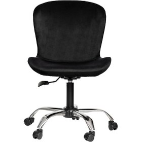 Resim Markaelz Krom Metal Ayaklı Ofis Çalışma Sandalyesi Açelya Siyah 