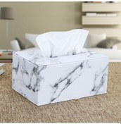 Resim Xiyyadms Ev Otel Restoran Dekorasyonu İçin Lüks Mermer Desenli Deri Peçete Kutusu - Şık, Konforlu Ve Çok Amaçlı Beyaz Mermer Desen, Orta Boy 