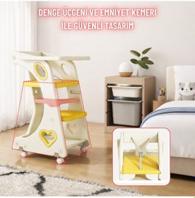 Resim Bebek Mama Sandalyesi Eğitici Çocuk Gelişim Sandalyesi Ve Mutfak Merdiven Ve Öğrenme Kulesi 