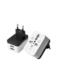 Resim Seyehat Tipi Çift USB Portlu Çevirici Priz Türk-Amerikan ve İngil 