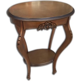 Resim Bengi Ticaret Fiskos Çiçeklik Oyma Oval Model Ihlamur Ağacı Ayak Parlak Ceviz Mdf Tabla El Yapım 