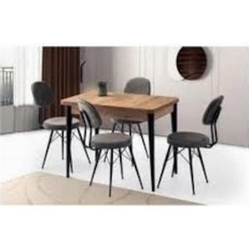 Resim Mobilgen Beyaz 4 Adet Ece Sandalye 65+65 Gonca Açılabilir Masa Takımı Kahverengi 