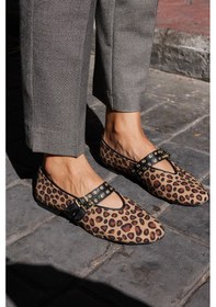 Resim Bervi Kadin Kahve Suet Atkılı Babet LEOPAR 