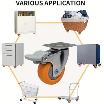 Dashanshop 4 Adet Portakal Frenli Ağır Hizmet 2 İnç Döner Tekerlek Sessiz Kauçuk 600 Kg