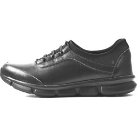 Resim Beety 222 Hakiki Deri Siyah Streç Ortopedik Kadın Anne Ayakkabı 