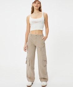 Resim Kargo Pantolon Düz Paça Cepli Standart Bel - Eve Cargo Straight Jeans 