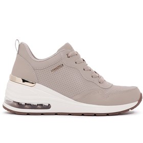 Resim Skechers Kadın Bej Million Air-Hotter Air Kalın Tabanlı Dolgu Topuklu Sneaker - Bej / 38.5 
