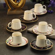 Resim Sandro Moreno 1453 Desen Yağmuru Geometrik Gold 12 Parça 6 Kişilik Kahve Fincan Takımı 90 ml 