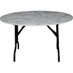 Resim Arıcıoğlu 130 cm Yuvarlak Katlanır Mermer Desen Metal Yüksek Ayaklı Gri Ayak Masa 