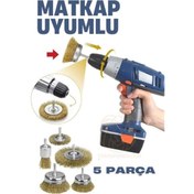 Resim PAZAR DÜNYASI Matkap Uyumlu Saçaklı Pimli Tel Fıça Fırça Seti 1/4 İnç ( Lisinya ) 