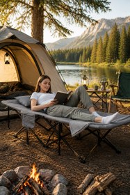 Resim EFSANE KAMP - Konfor Ultralight Kampet Portatif Kamp Yatağı Gri- 190x68x35cm 