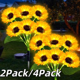 Resim 2'li/4’lü Paket Güneş Enerjili Bahçe Dekoru - Ay Çiçeği Ikona Sahip Su Ge 