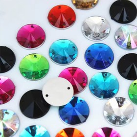 Resim 60 Adet 0.99cm Yuvarlak Akrilik Taşlı Düz Arka Delikli Aplike - Çok Renkli Düğün Elbiseleri, Takı Yapımı, Ayakkabılar, Çantalar ve Aksesuarlar için DIY Malzemeler, Dekoratif Aplikler, Bohem Tarzı Vurgular, Fasetli Yüzey, Dayanıklı El Sanatları Malzemesi 