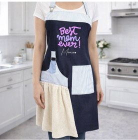 Resim Bk Gift Kişiye Özel Anneler Günü Tasarımlı Pamuk Denim Havlu Detaylı Mutfak Önlüğü -5, Anneye Hediye, Anneler Günü Hediyesi Kobitmeyencom36579 Bk Gift Renkli 