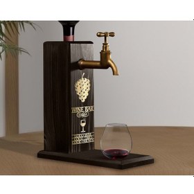 Resim Bk Gift Aynalı Altın Kabartma Musluklu Doğal Siyah Ebony Ahşap Şarap Standı, Home Bar, İçecek Dispenseri, Ahşap İçecek Çeşmesi-17 