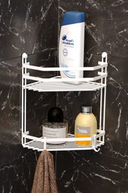Resim Teknotel İki Katlı Banyo Köşe Rafı Beyaz Es075h 