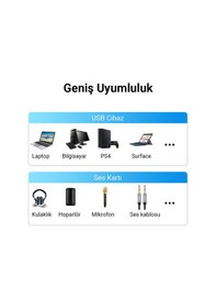 Resim Veggieg V-K105 Type-C 3.5 MM Kulaklık ve Mikrofon Girişli Ses Kartı 