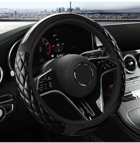 Resim Dashanshop Siyah Karbon Fiber Yumuşak Masaj Torbası Çift Ayırma Direksiyon Kılıfı Anti Kaygan 14 5 15 Inç Siyah 