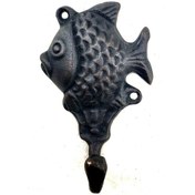 Resim Vintage balık askı pirinç dekoratif portmanto askısı Siyah 