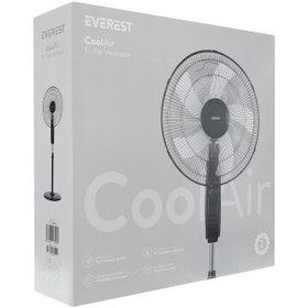 Resim EVEREST FAN11, SİYAH, CoolAir, 3 Kademeli Hız, 40cm 5 Kanat Pervane ve Çerçeve, 45W, Otomatik Salınım, Yükseklik Ayarlı Vantilatör 
