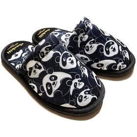 Resim Unisex Panda Desenli Önü Kapalı Ev Terliği Siyah - Beyaz 