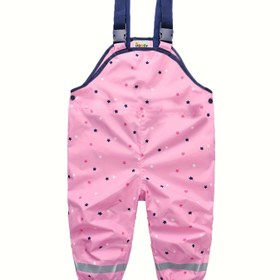 Resim Kızlar için Pembe/Mavi Yıldız Desenli Jumpsuit, Ayarlanabilir Askılar ve Bağcıklı Bel - Hafif Yazlık ve Dış Mekan Giyim, Rahat Plaj Giyimleri, Eğlenceli Dış Mekan Kıyafetleri, Rahat Elastik Bel, Dış Mekan İçin 