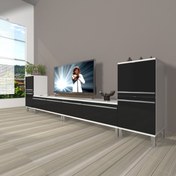 Resim Eko 9220T Mdf Krom Ayaklı Tv Ünitesi Tv Sehpası - Beyaz - Siyah 