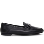 Resim Women's Black Leather Masculine Loafer Derimod