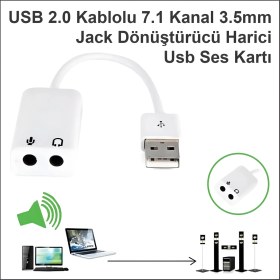Resim Steep Solid Harici USB Ses Kartı 7.1 Kanal Destekli - 3.5mm Mikrofon ve Kulaklık Girişli Jack Dönüştürücü, Pc ve Laptop Uyumlu 