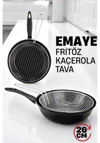 Resim Zhlhome Fritözlü Emaye Kızartma Tavası- Kızartma Kaçerola Multi Kullanım 26 Cm 