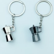 Resim 2 adet 3D Moka Pot Anahtarlık Seti - Dayanıklı Demir ve Çinko Alaşımlı Kahve Bardağı Şansları Siyah ve Beyaz Tasarım ile, Ev, Ofis veya Hediye Verme için Mükemmel, Kahve Bar Aksesuarları, Anahtarlık, Erkekler için Anahtarlık 